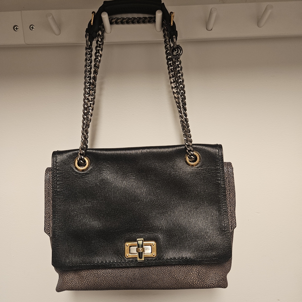Lanvin Happy Black and Brown Chain Shoulder Bag
